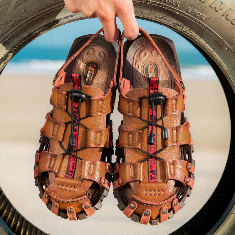 Men Closed Toe Sandals Summer Sports Walking Beach Shoes Casual Outdoor Slippers