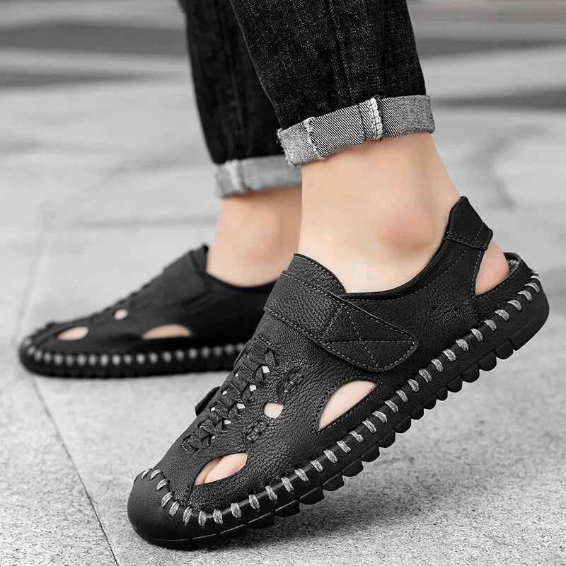 Handmade Genuine Leather Sandals for Men Summer Beach Sandals Men Slippers Shoes