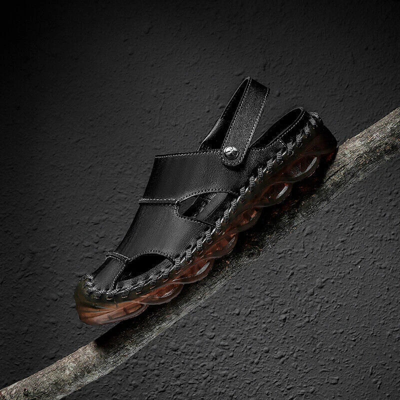 Outdoor Summer Men Sandals Genuine Leather Casual Shoes Slip-on Beach Slippers