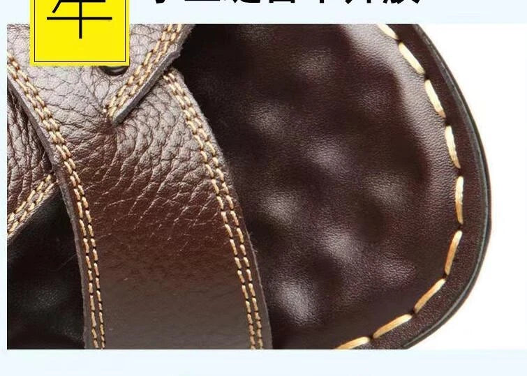 New Outdoor Faux Leather slippers Beach Flip Flops Men's Shoes Sandals Summer