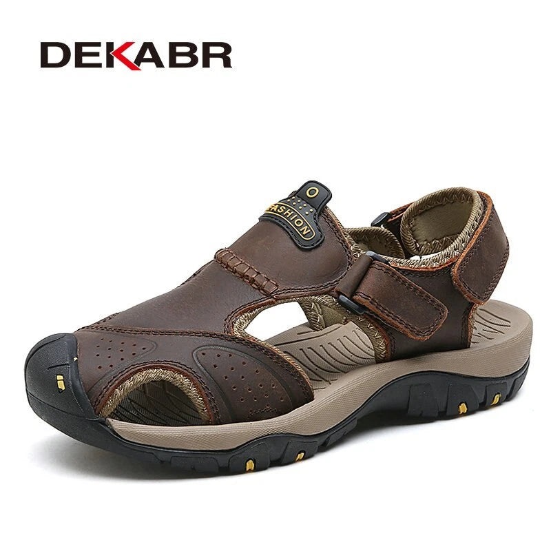 Genuine Leather Men's Sandals Summer Shoes Beach Slipper Outdoor Casual Sneakers