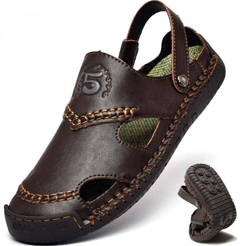Men Sandals Genuine Leather Handmade Casual Slippers Outdoor Beach Roman Sandals