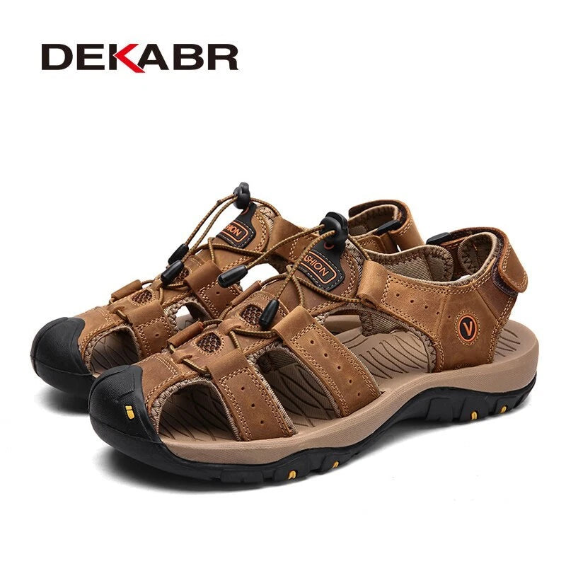 Genuine Leather Men's Sandals Summer Shoes Beach Slipper Outdoor Casual Sneakers