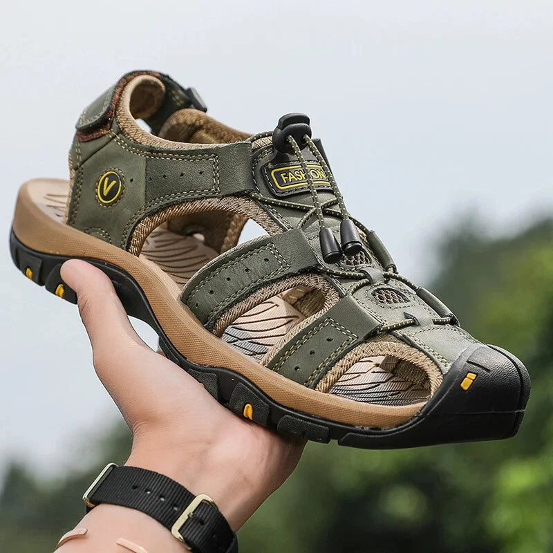Summer Men Sandals Leather Casual Breathable Outdoor Beach Slipper Fashion Shoes