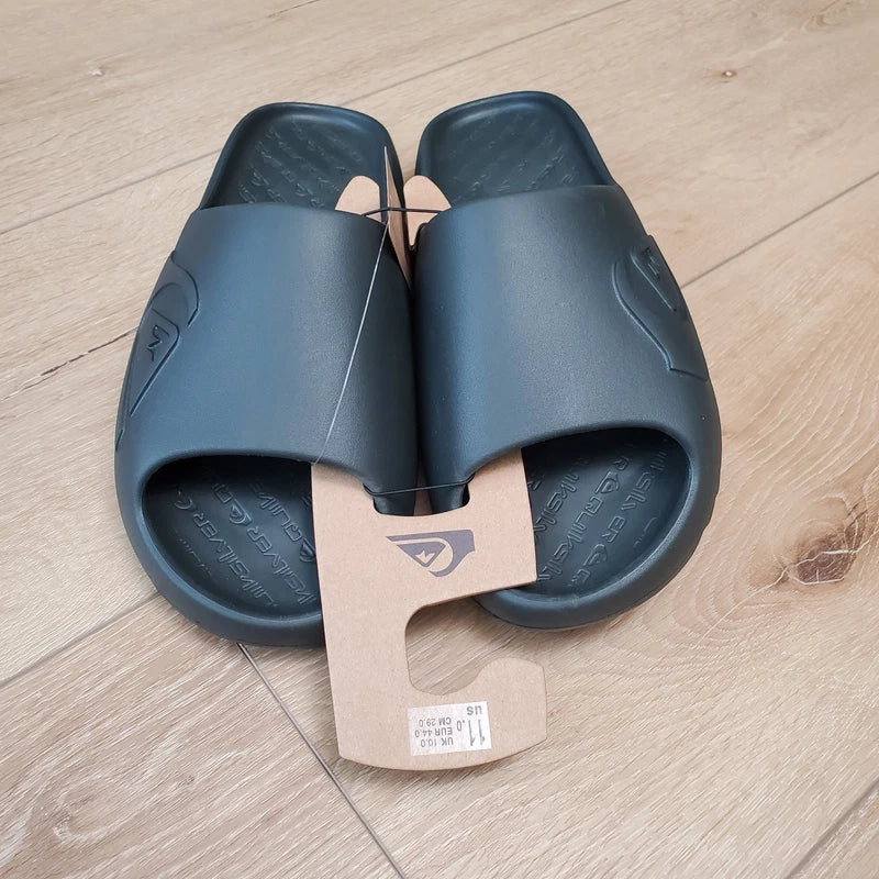 New Quiksilver Cloudbreak Black Slides Slippers Sandals Mens Size 12