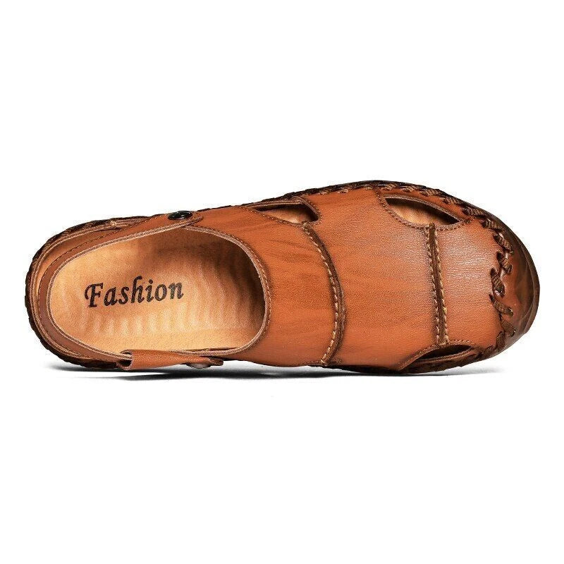 Outdoor Summer Men Sandals Genuine Leather Casual Shoes Slip-on Beach Slippers