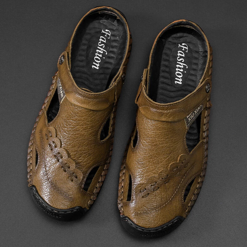 Genuine Leather Sneakers Summer Mens Casual Sandals Outdoor Beach Roman Slippers