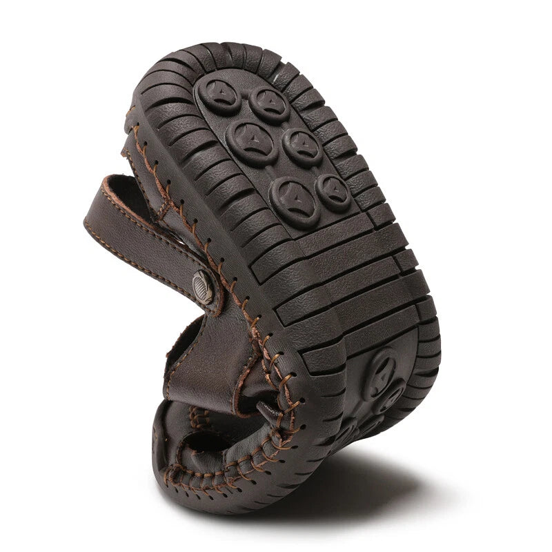 Men Sandals Genuine Leather Handmade Casual Slippers Outdoor Beach Roman Sandals