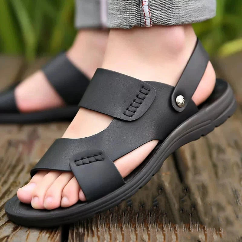 Mens Summer Microfiber Leather Sandals Casual Sports Beach Shoes Home Slippers