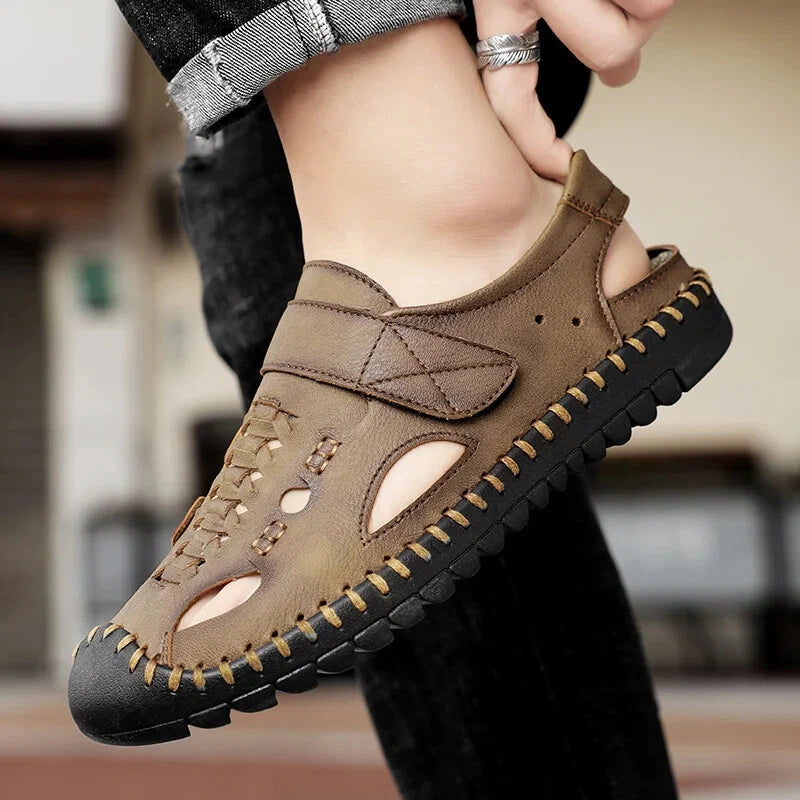 Handmade Genuine Leather Sandals for Men Summer Beach Sandals Men Slippers Shoes