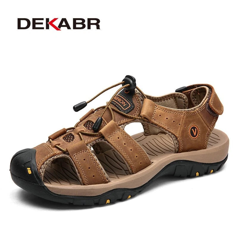 Genuine Leather Men's Sandals Summer Shoes Beach Slipper Outdoor Casual Sneakers