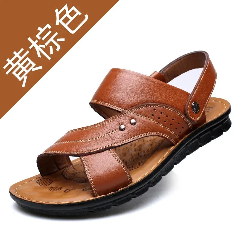 Men's Summer New Sandals Leather Beach Shoes Casual Men's Shoes Fashion Slippers