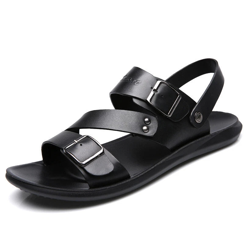 Beach Sandals Leather Roman for Men Shoes Summer Non-slip Outdoor Slippers Size