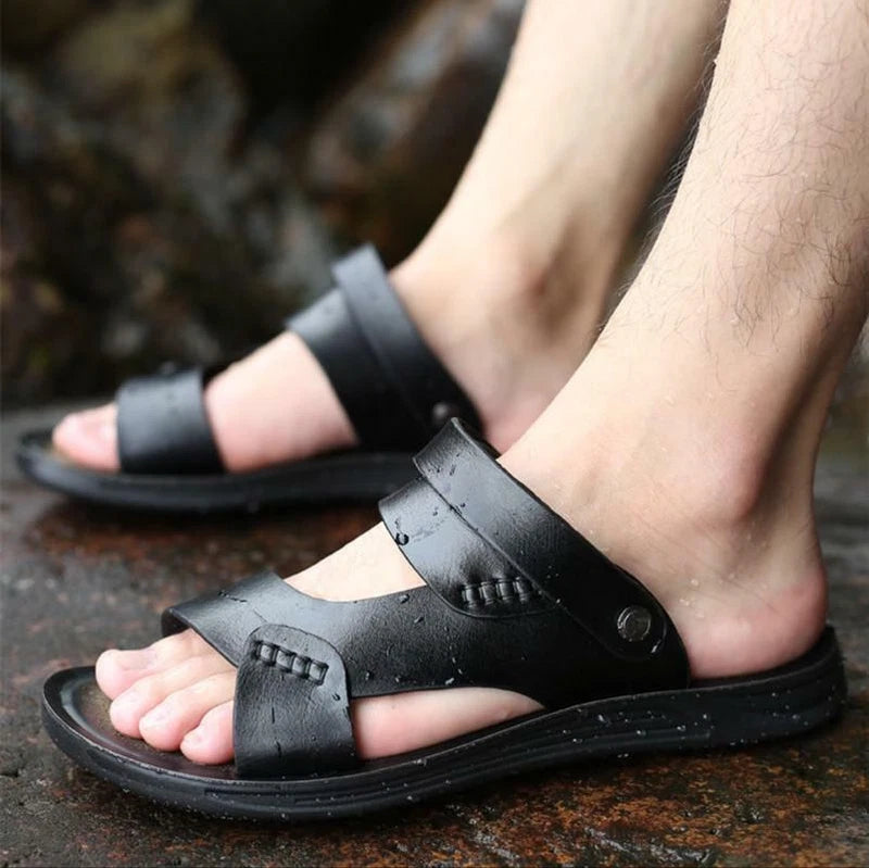 Summer Men Microfiber Leather Sandals Casual Sports Beach Shoes Slippers Holiday