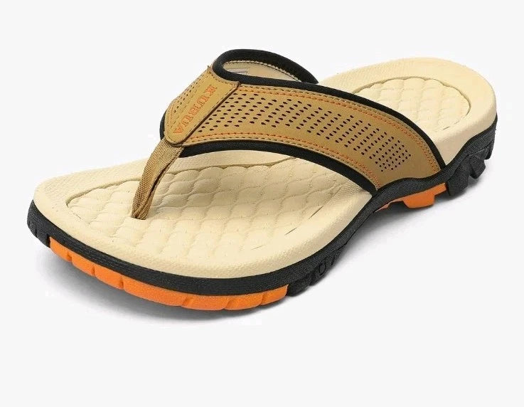 KUBUA Men's Beach Flip-Flops Water Sandals Outdoor Athletic Thong Orthopedic