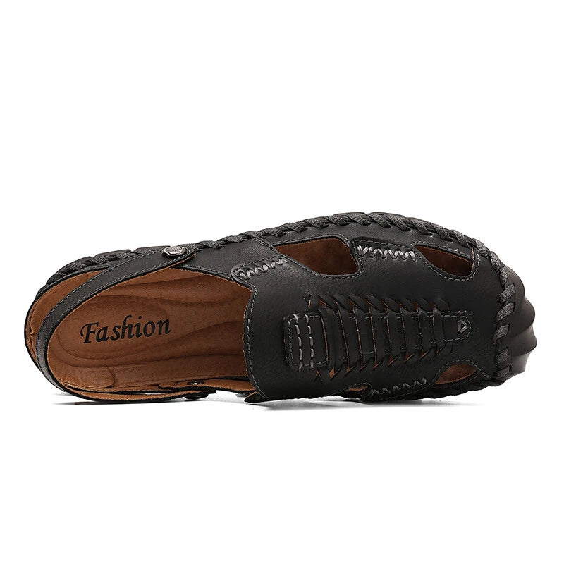 Men Summer Sandals Comfortable Genuine Leather Casual Slippers Roman Beach Shoes