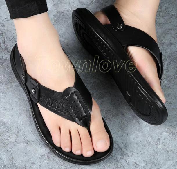 Men's Summer Hollow Out Sandals Flats Casual Flip-Flops Slippers Beach Shoes