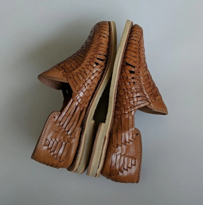 Mexican Huaraches Leather Sandals Size 5 Mexico Closed Toe Authentic Leather