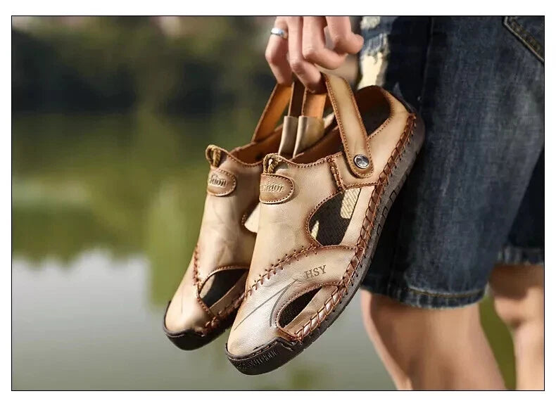 Summer Sandals Men Leather Slipper Outdoor Sneaker Beach Rubber Trekking Sandals