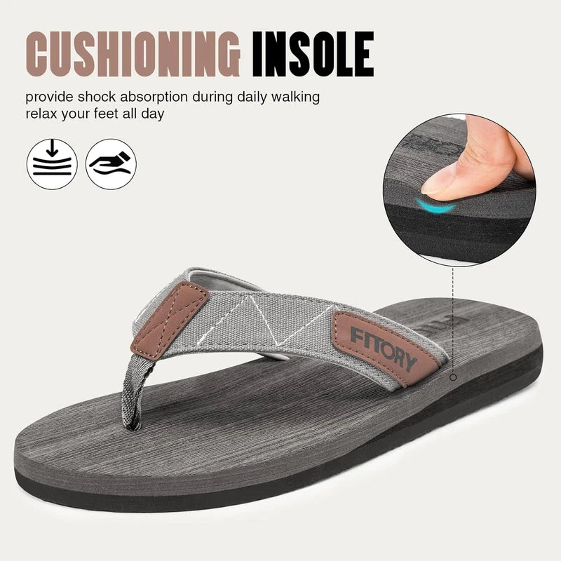 FITORY Men's Flip-Flops, Thongs Sandals Comfort Slippers for Beach 10, Grey