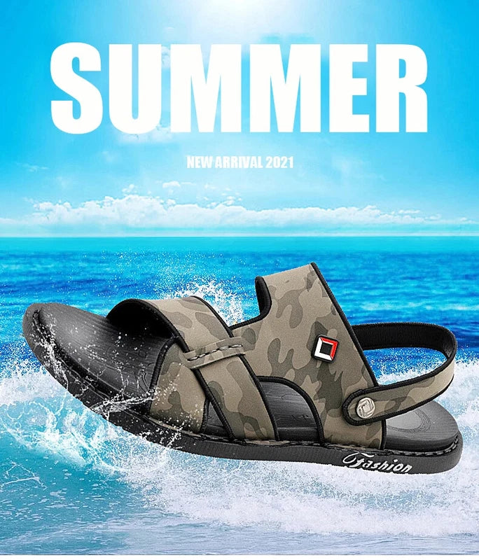 Outdoor Sandals Mens Slippers Fashion Breathable Beach Sandals Leather Sandalias