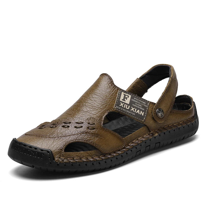 Genuine Leather Sneakers Summer Mens Casual Sandals Outdoor Beach Roman Slippers