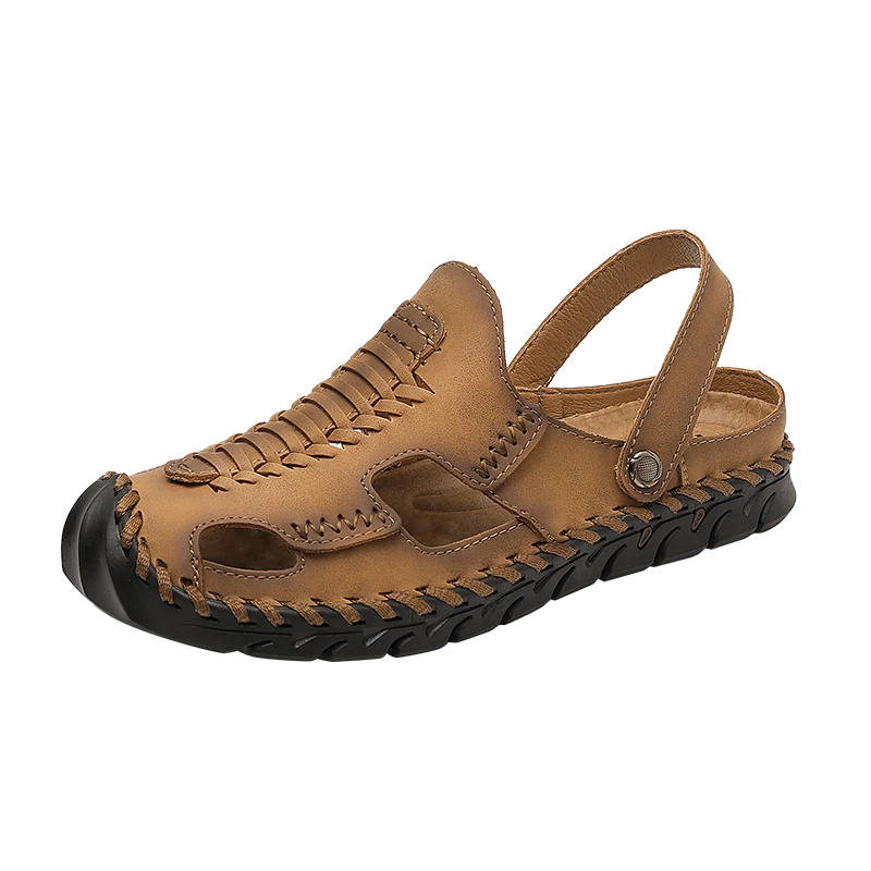 Men Summer Sandals Comfortable Genuine Leather Casual Slippers Roman Beach Shoes