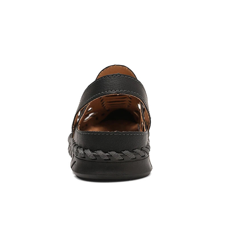 Men Summer Sandals Comfortable Genuine Leather Casual Slippers Roman Beach Shoes