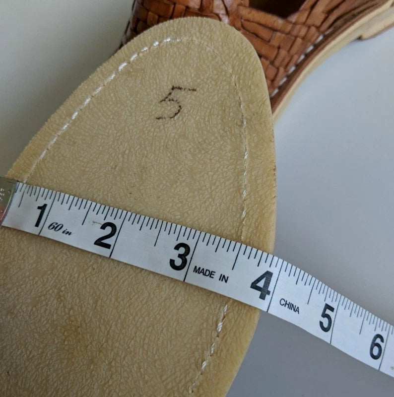 Mexican Huaraches Leather Sandals Size 5 Mexico Closed Toe Authentic Leather