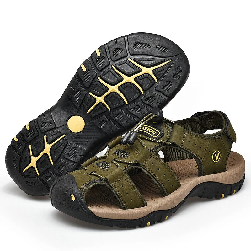 Genuine Leather Men's Casual Sandals Hiking Rome Beach Garden Slippers Sneakers
