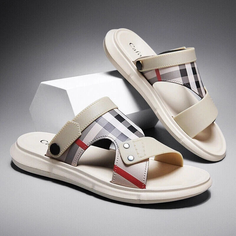 Summer Men Casual Leather Sandals Sports Beach Shoes Soft Home Slippers US