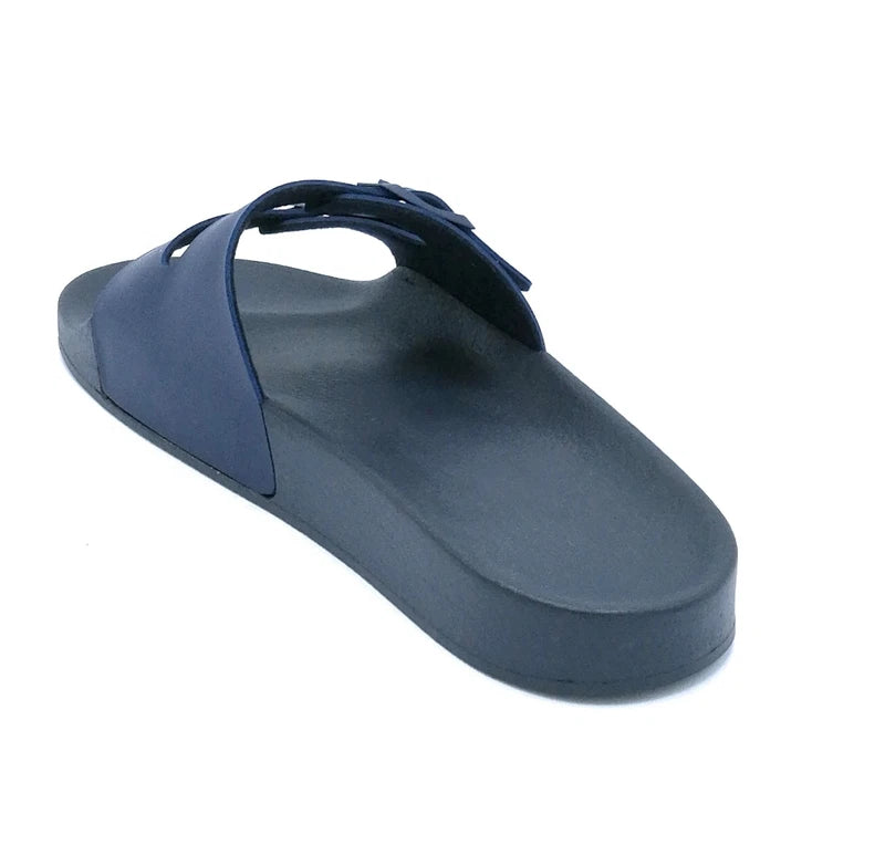 Dr Franklin IVK 17901 Rubber Beach Sandals Blue Double Buckle