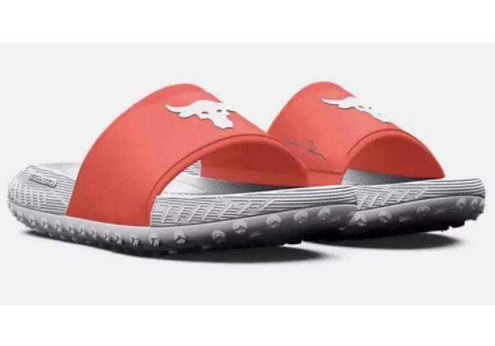 Under Armour Project Rock 3 Slides Sandals MEN SZ8 WMN SZ9.5 After Burn MSRP 70