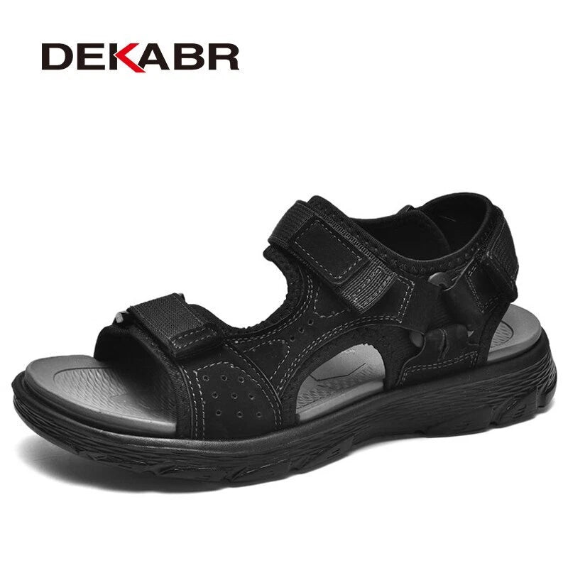 Summer Mens Sandals Outdoor Beach Slippers Genuine Leather Non-slip Casual Shoes