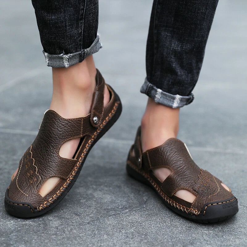 Genuine Leather Sneakers Summer Mens Casual Sandals Outdoor Beach Roman Slippers
