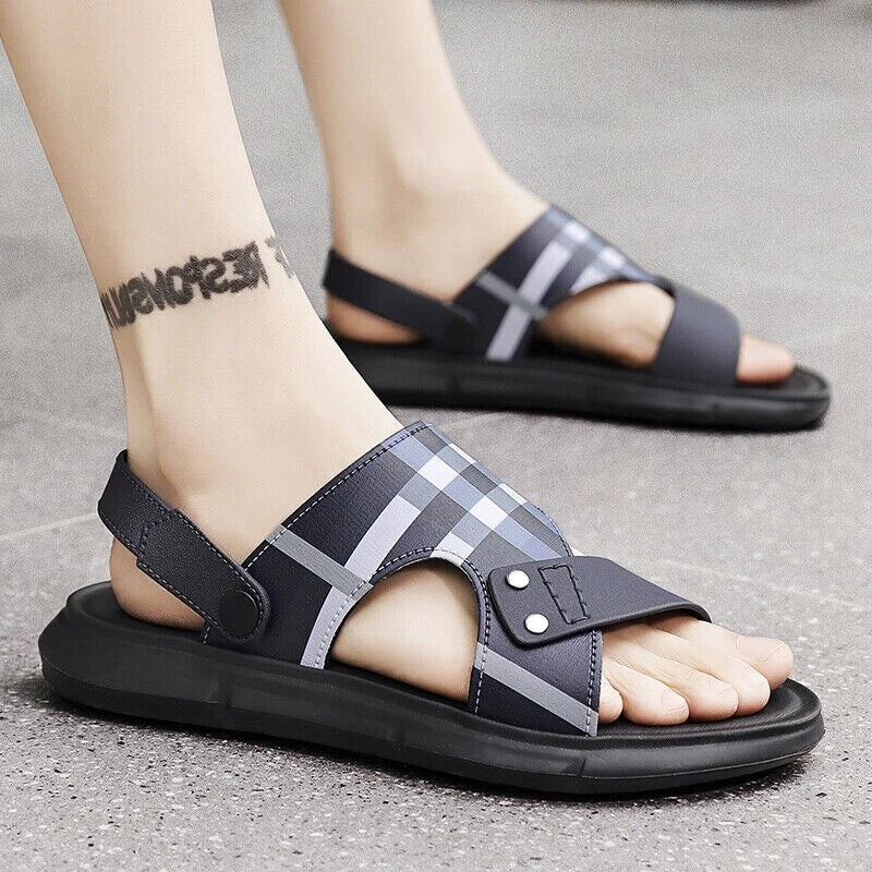 Summer Men Casual Leather Sandals Sports Beach Shoes Soft Home Slippers US