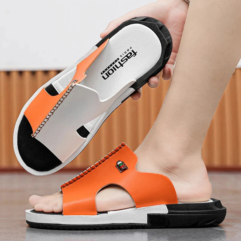 Summer Men Slippers Genuine Leather Breathable Clogs Sandals Beach Classics