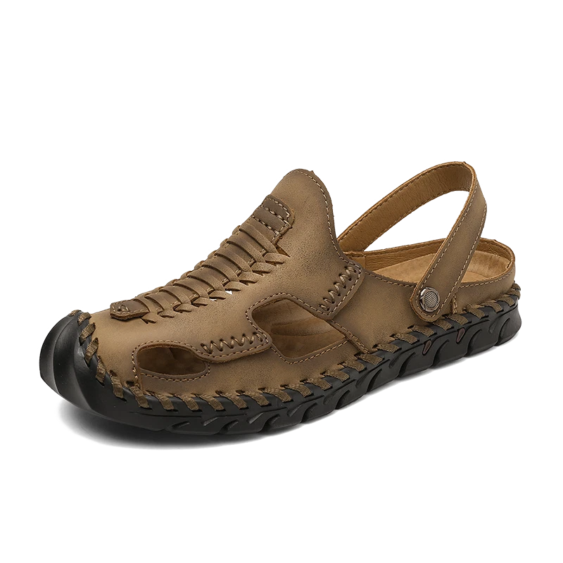 Men Summer Sandals Comfortable Genuine Leather Casual Slippers Roman Beach Shoes