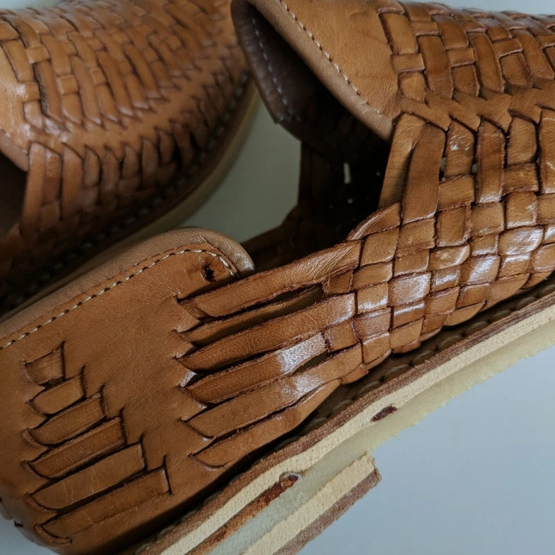 Mexican Huaraches Leather Sandals Size 5 Mexico Closed Toe Authentic Leather