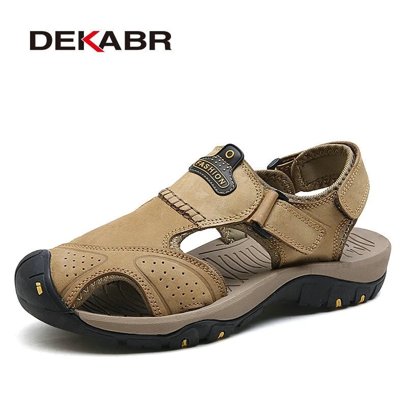 Genuine Leather Men's Sandals Summer Shoes Beach Slipper Outdoor Casual Sneakers