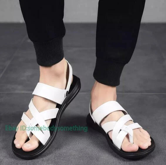Mens Roman Casual Shoes Beach Flats Sandals Flip Flops Summer Strappy Slippers