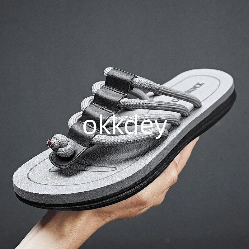 Chanclas De Verano Para Hombre Zapatos Planos Transpirables Cómodos Playa Casual