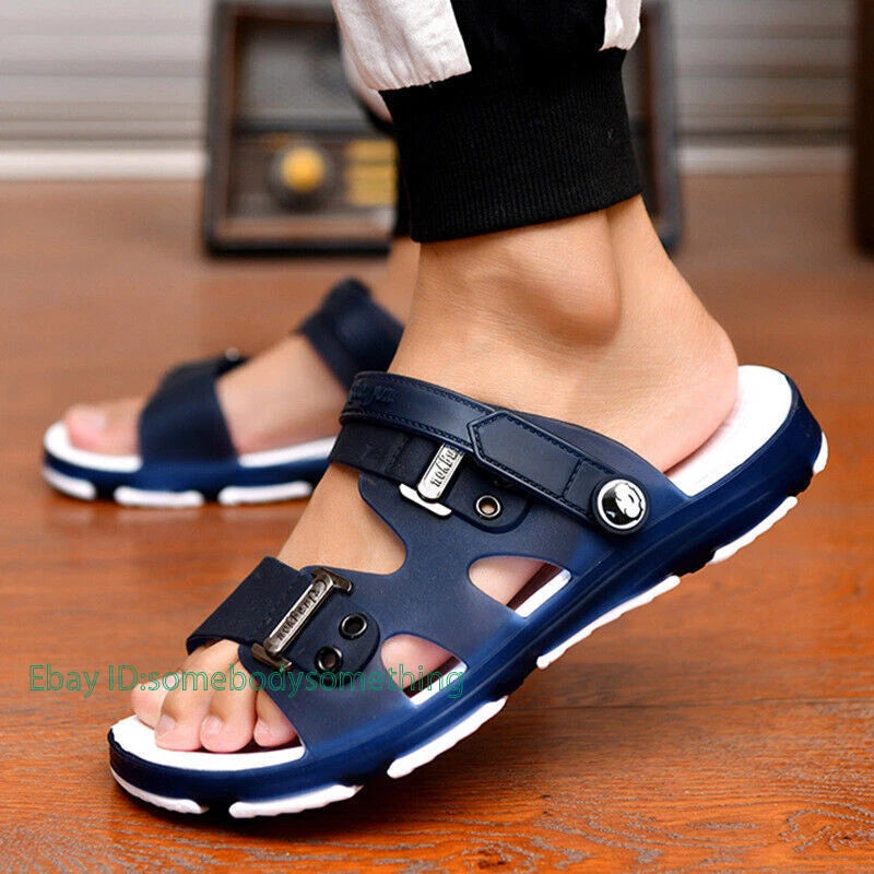 Mens Casual Open Toe Slingback Sandals Non-Slip Beach Slippers Swim Shoes