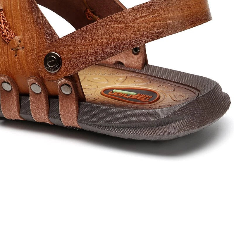 Leather Men's Sandals Comfortable Beach Slippers Non-Slip Platform Sandals