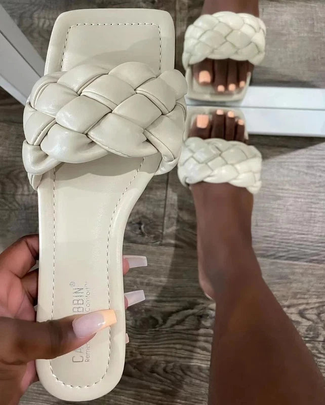 Summer Women Head Flat Bottom Woven in-line Women's Beach Sandals/slippers