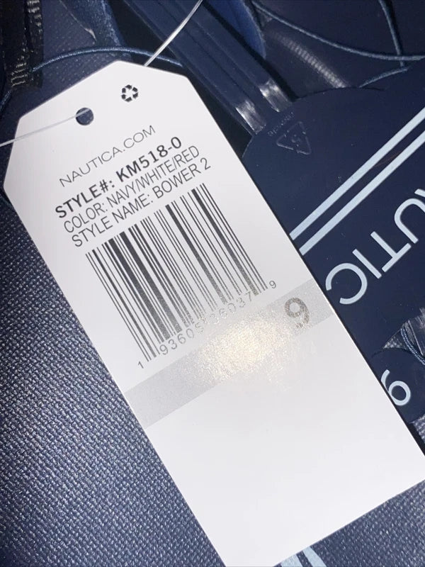 Nautica Bower Athletic Adjustable Slides Sandals, Mens Size 9, Navy White & Red