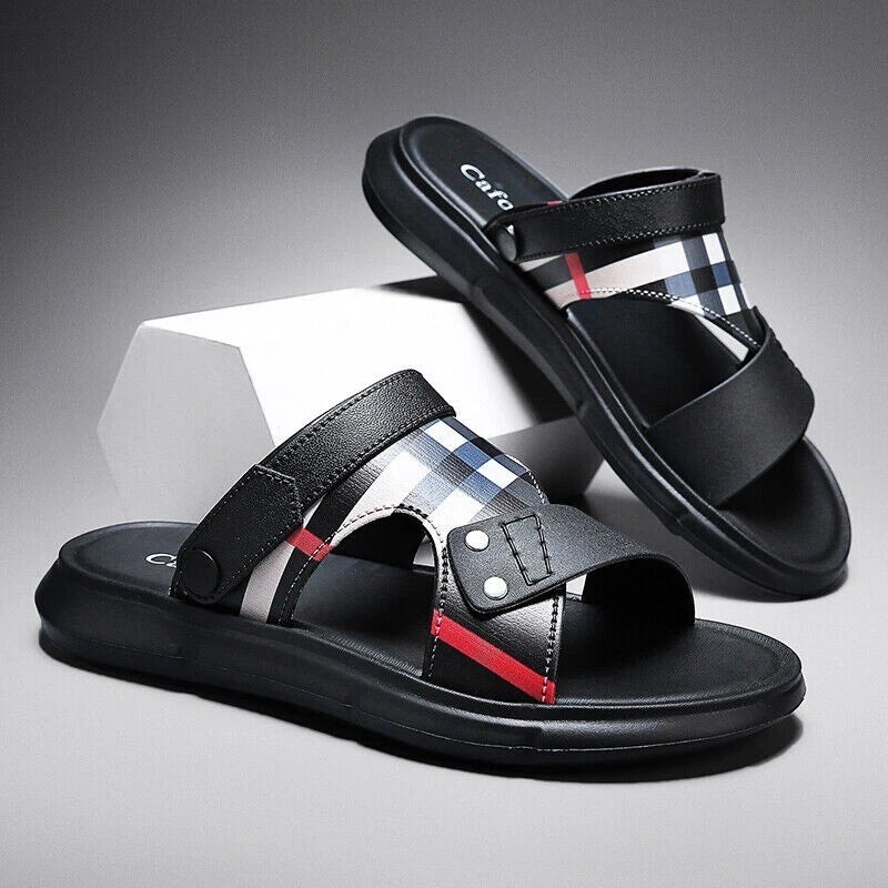 Summer Men Casual Leather Sandals Sports Beach Shoes Soft Home Slippers US