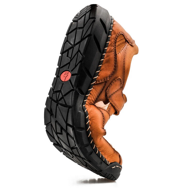 Summer Mens Genuine Leather Sandals Casual Sports Beach Shoes Soft Home Slippers