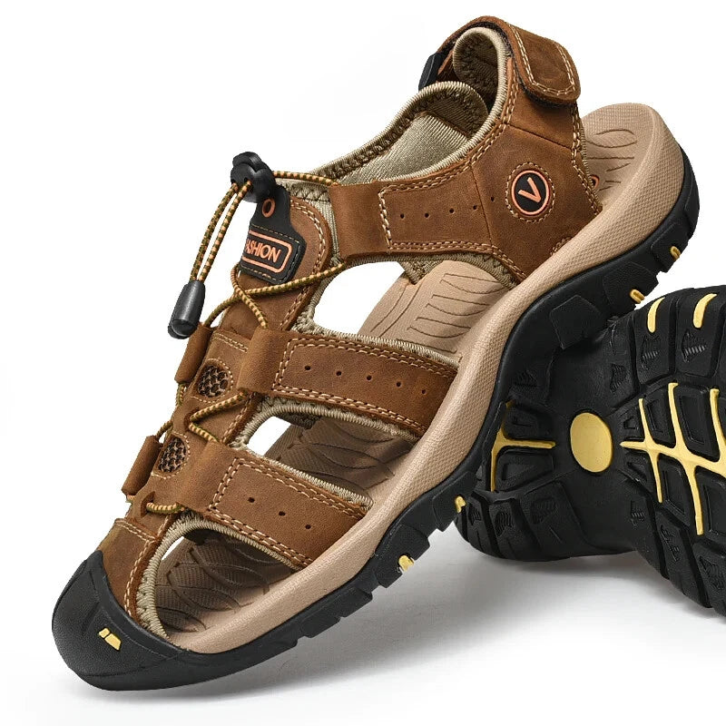 Summer Men Sandals Leather Casual Breathable Outdoor Beach Slipper Fashion Shoes