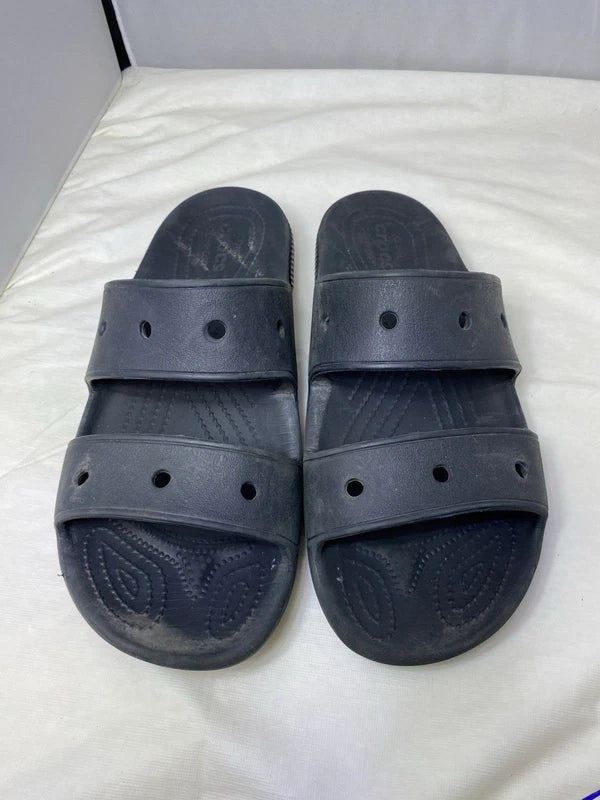 Crocs Sandals Mens Size 10 Womens 12 Black Two Strap Slide Beach Pool Shoes